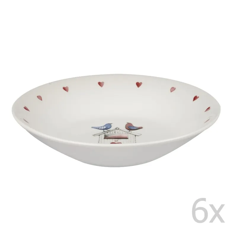 Wyjątkowa oferta Komplet 6 głębokich talerzy Lovebirds, 20 cm Bonami