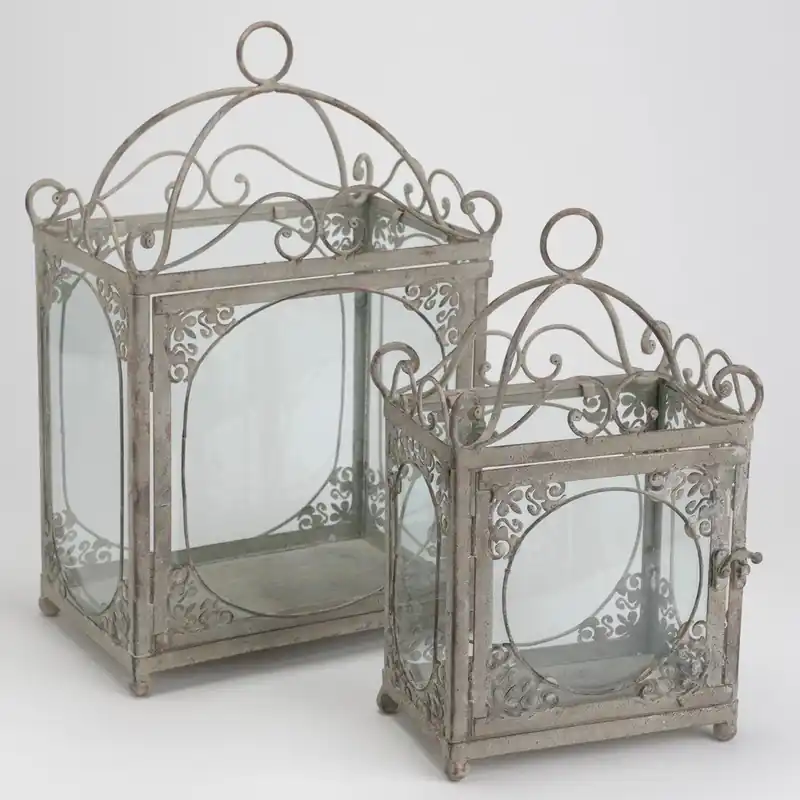 Komplet 2 lampionów Grey Lanterns Metal Bonami Kup teraz