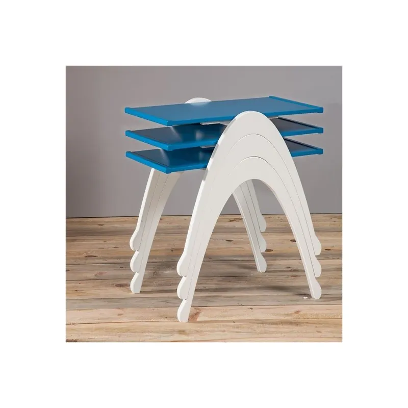 Niska cena Zestaw 3 stolików Vega Nesting White/Blue Bonami