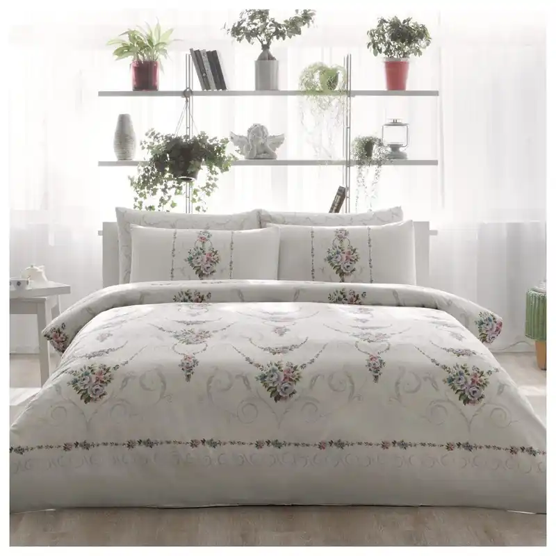 Wybór klientów Pościel z prześcieradłem Grey Ornaments, 160x220 cm Bonami