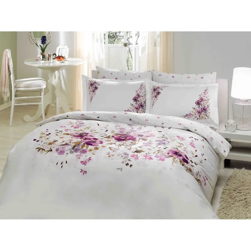 Niska cena Pościel z prześcieradłem Purple Little Flowers, 200x220 cm Bonami