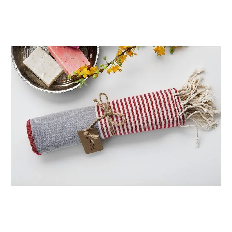 Ręcznik hamam Amerikan Grey Red, 100x180 cm Bonami Oferta