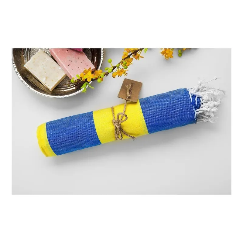 Zamów dziś Ręcznik hamam Myra Blue Yellow, 100x180 cm Bonami