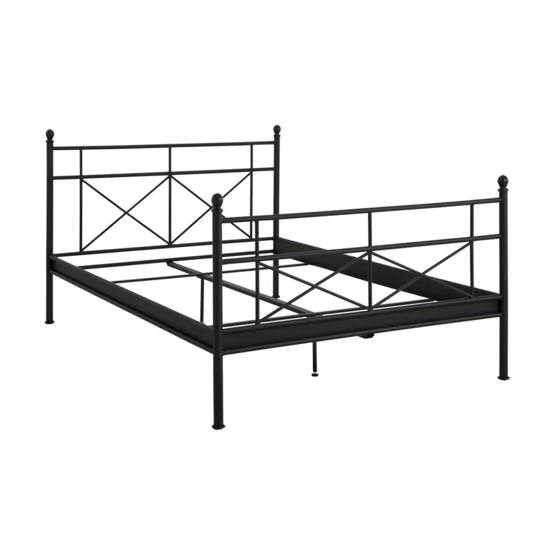 Bezpieczne zakupy Czarne łóżko metalowe dwuosobowe Støraa Tanja, 140x200 cm Bonami