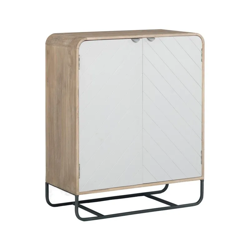 Wyjątkowa oferta Jasnoszara komoda z litego drewna mango Woodjam Chevron Dresser Bonami