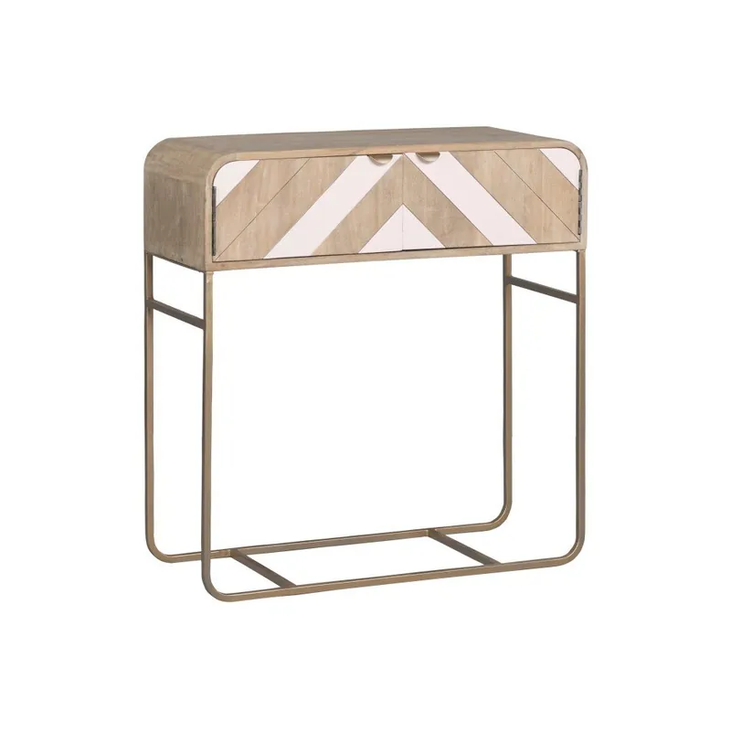 Wyjątkowa oferta Konsola z litego drewna mango z różowymi elementami Woodjam Chevron Bonami