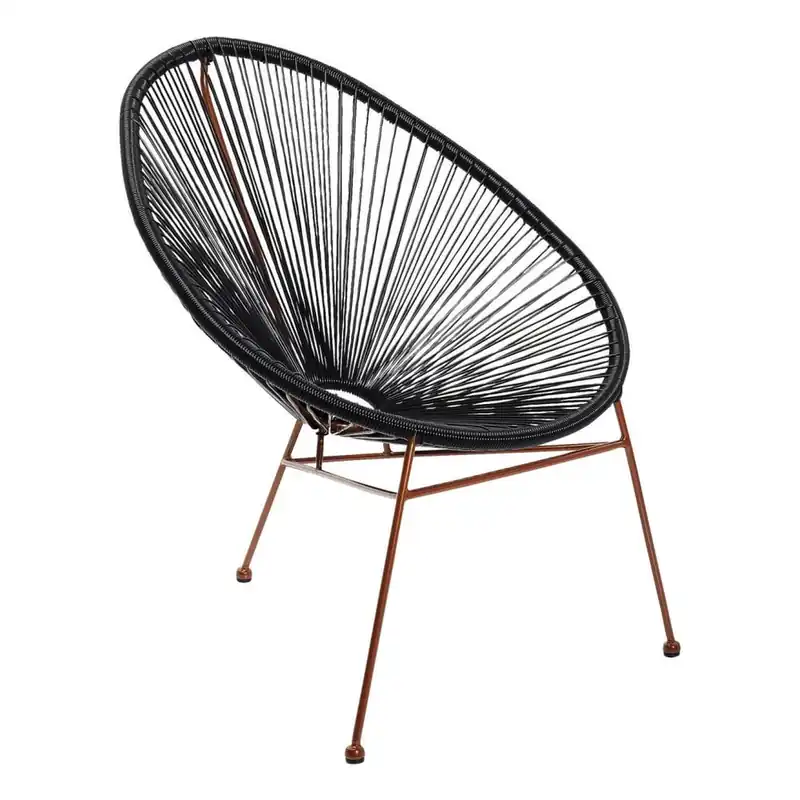 Czarne krzesło z detalami w miedzianej barwie Kare Design Spaghetti Copper Black Bonami Super okazja