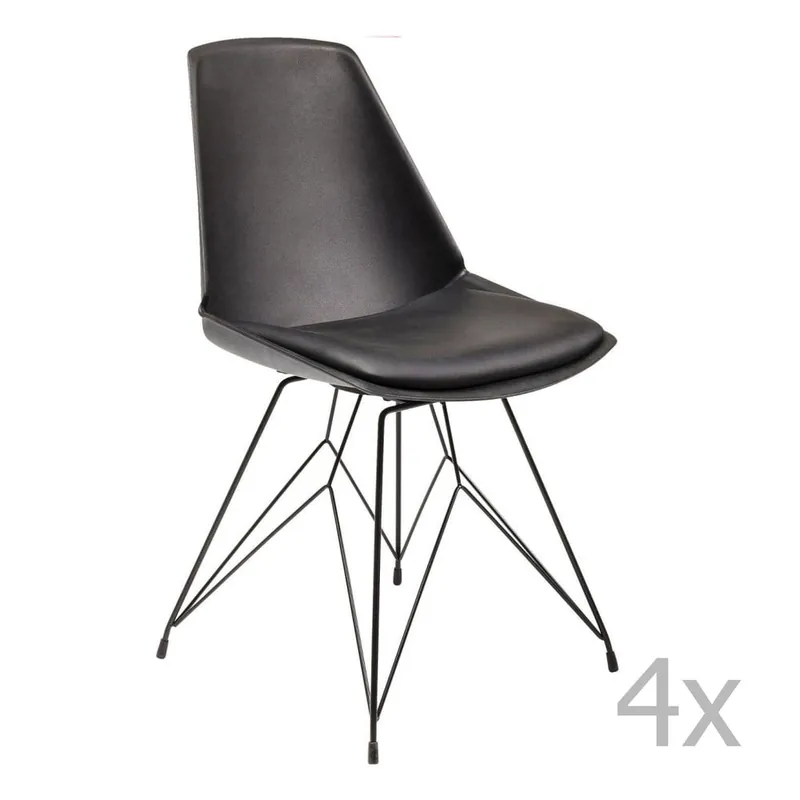 Zniżka Zestaw 4 czarnych krzeseł Kare Design Wire Black Bonami