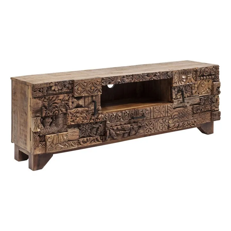 Rabat Brązowa szafka drewniana pod TV Kare Design Shanti Surprise Puzzle, 150x55 cm Bonami