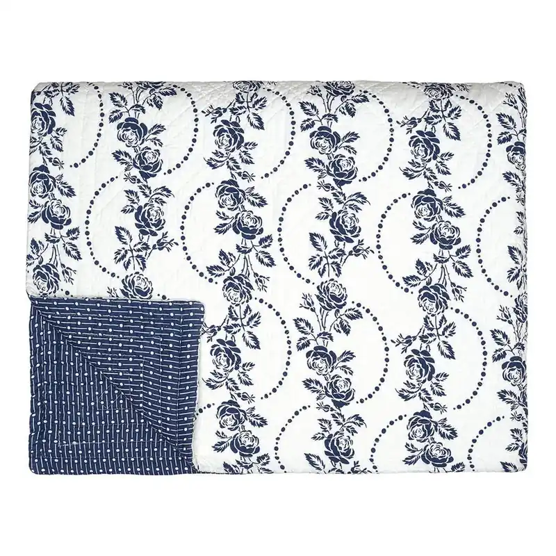 Niebiesko-biała narzuta Green Gate Fleur Blue, 140x220 cm Bonami Bezpieczna płatność