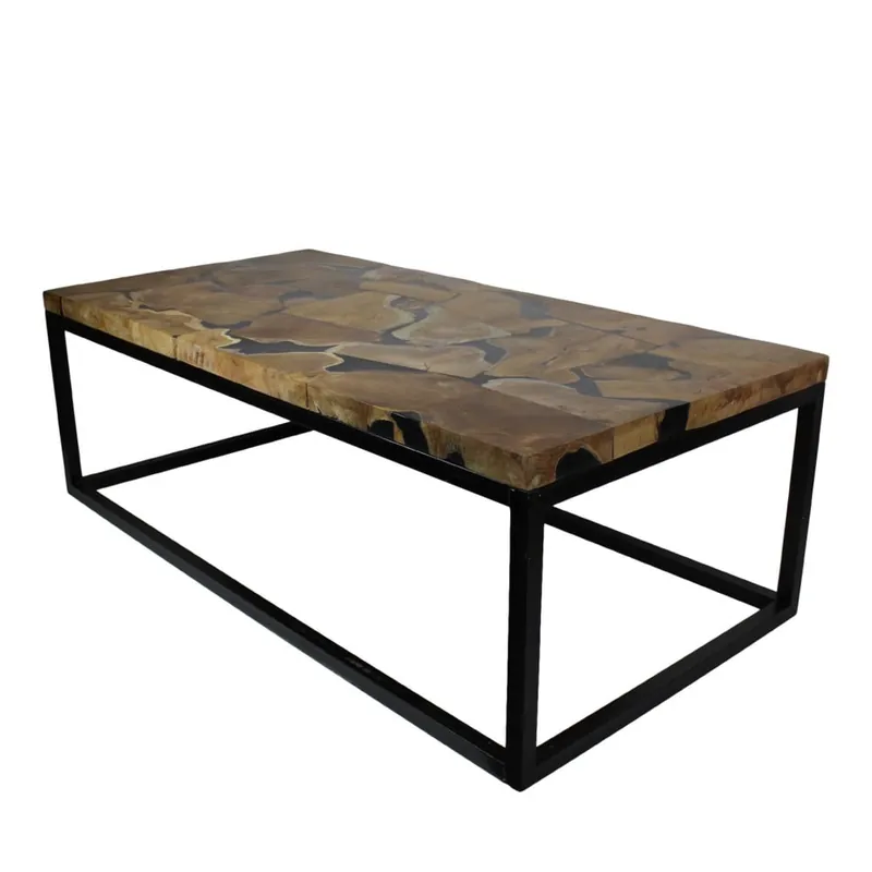 Stolik z drewna tekowego HSM Collection Resin Bonami Super okazja