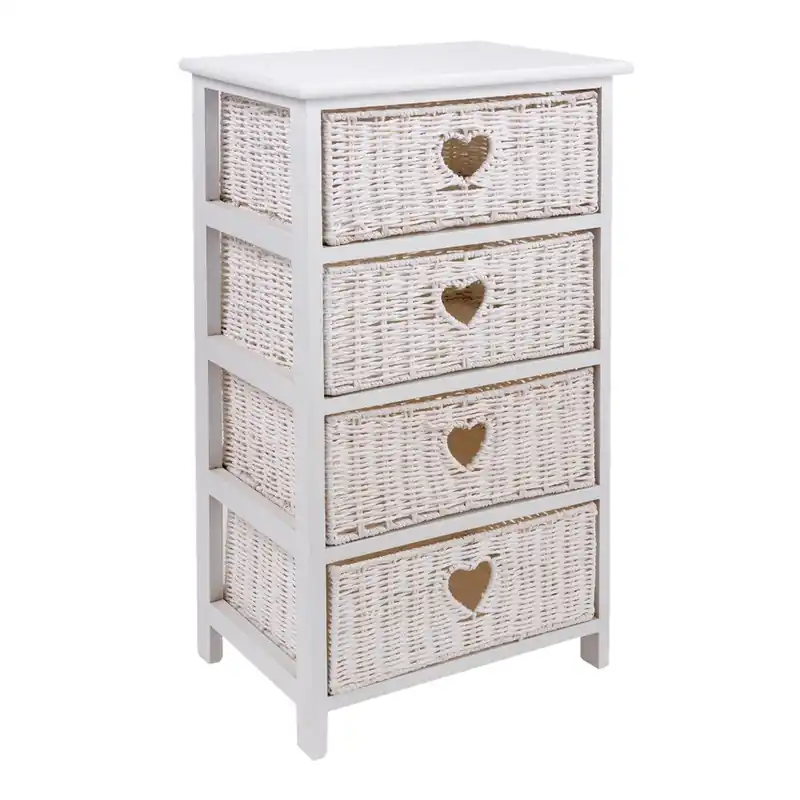 Kup online Biała szafka z 4 koszykami Clayre & Eef Dresser, 40x73 cm Bonami