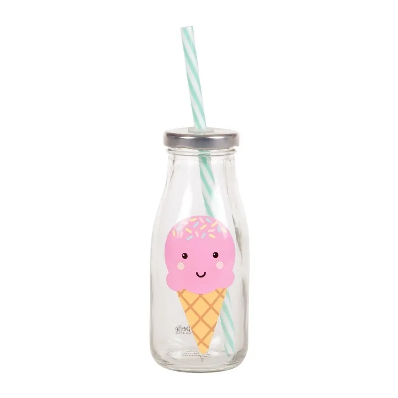 Butelka ze słomką i wieczkiem Sass & Belle Ice Cream Bonami Darmowy zwrot