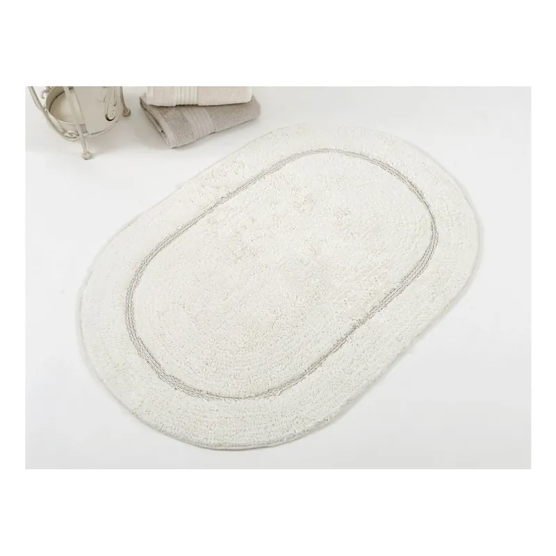 Jasnoszary ręcznie tkany dywanik łazienkowy z bawełny premium Garlen, 50x75 cm Bonami Oferta czasowa