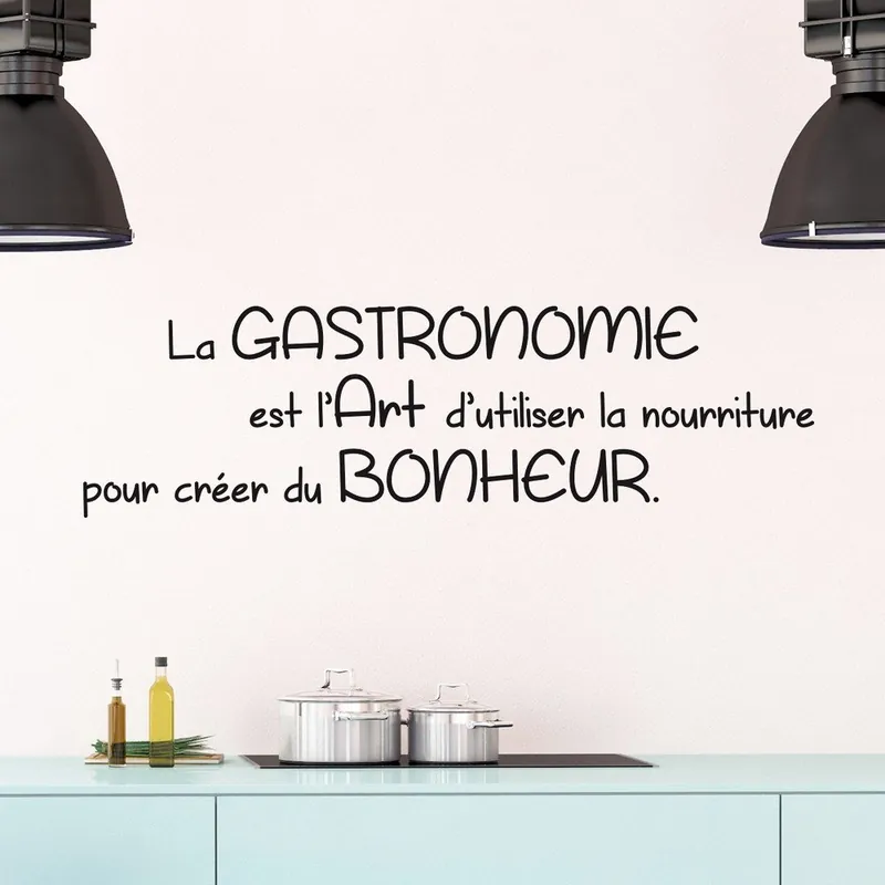 Czarna naklejka Ambiance Quote La Gastronomie Bonami Ostatnie sztuki