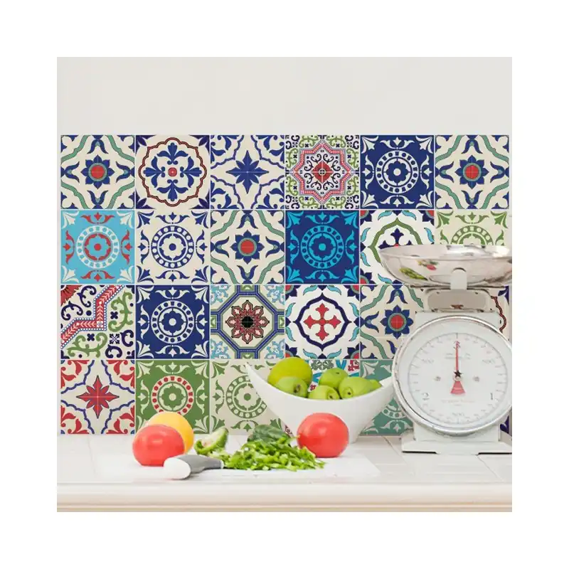 Popularny Zestaw 24 naklejek Ambiance Azulejos Bachata, 40x60 cm Bonami