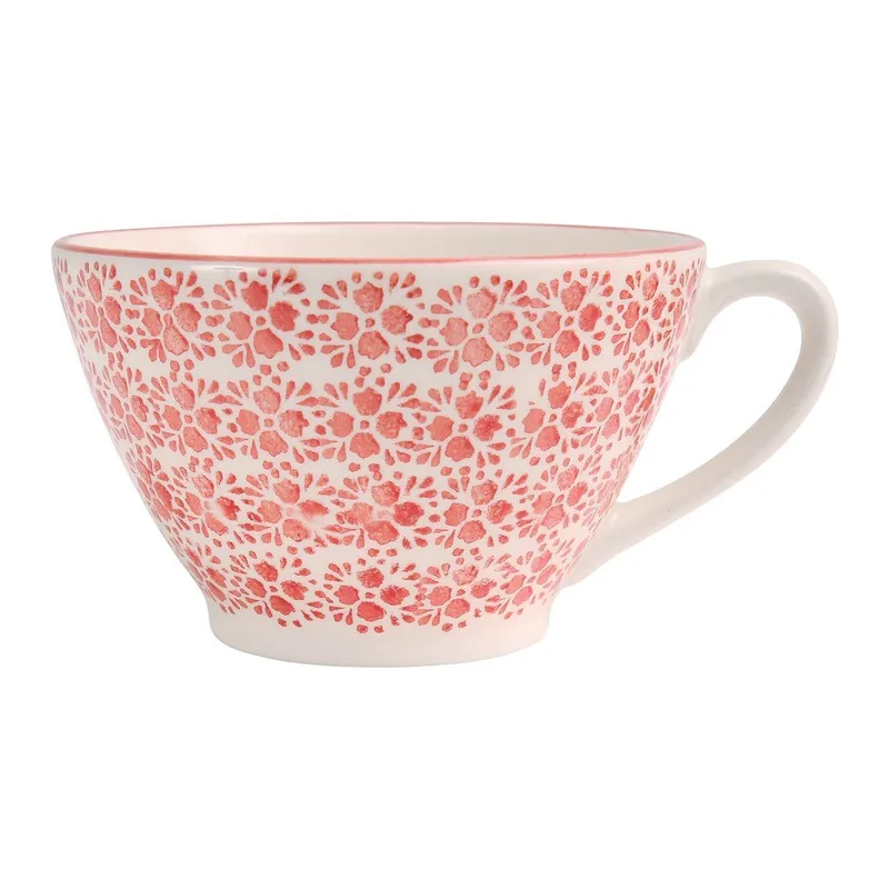 Kup teraz Czerwono-biały kubek kamionkowy Côté Table Floral Campa, 500 ml Bonami