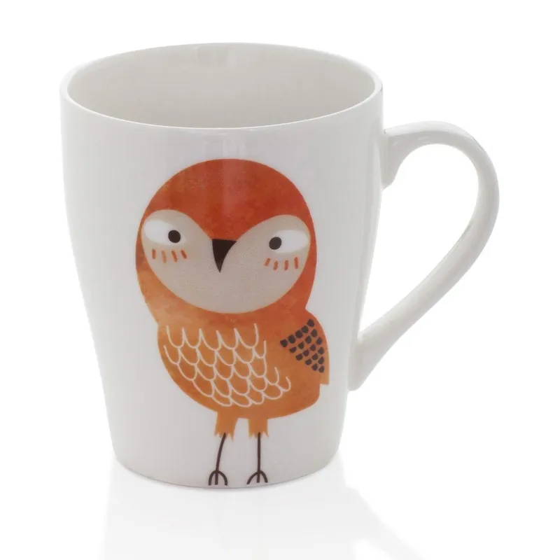 Bezpieczne zakupy Biały kubek z porcelany kostnej z motywem sowy Sabichi Hootie, 325 ml Bonami