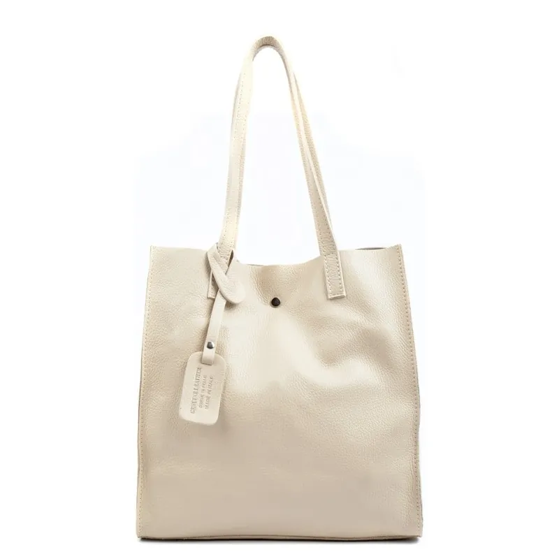Cena promocyjna Jasnobeżowa torebka skórzana Isabella Rhea Tote Bonami