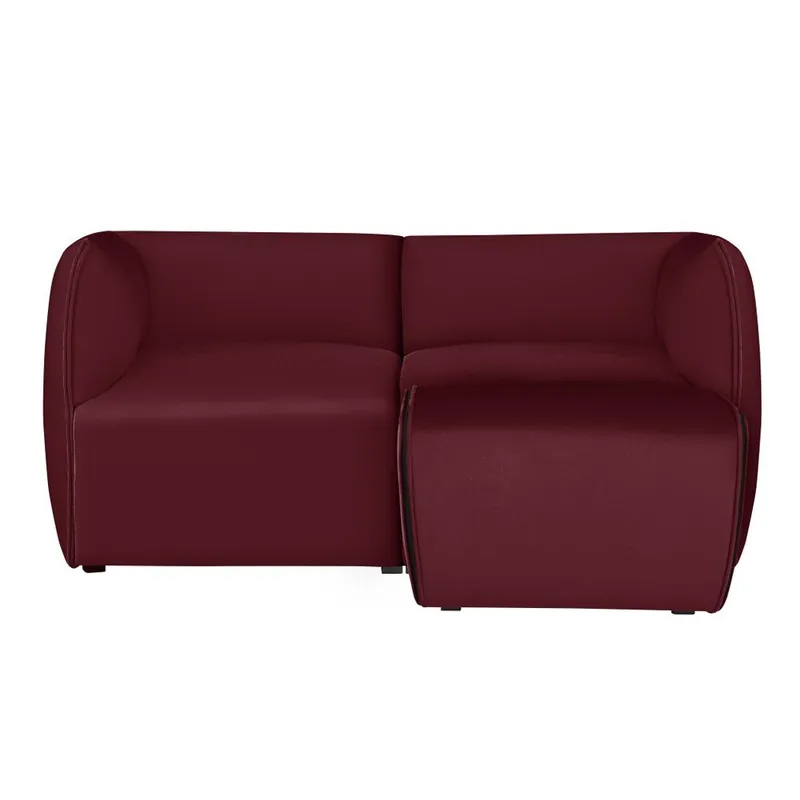 Cena promocyjna Bordowa modułowa sofa 2-osobowa z podnóżkiem Norrsken Ebbe Bonami