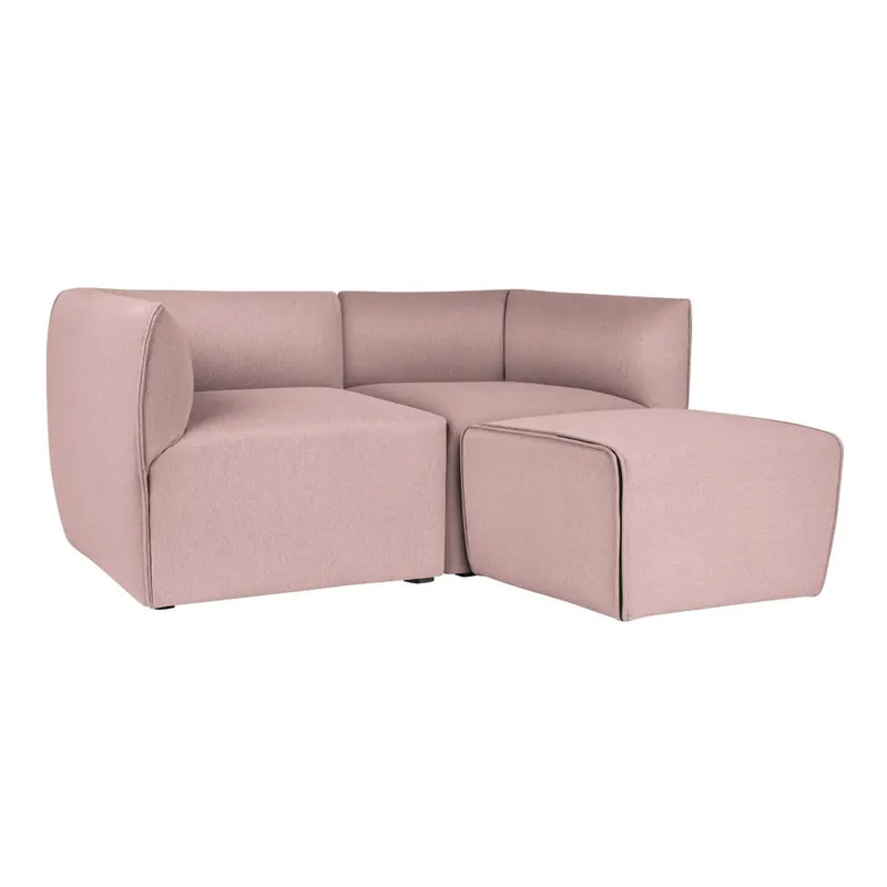 Różowa modułowa sofa 2-osobowa z podnóżkiem Norrsken Ollo Bonami Bezpieczne zakupy
