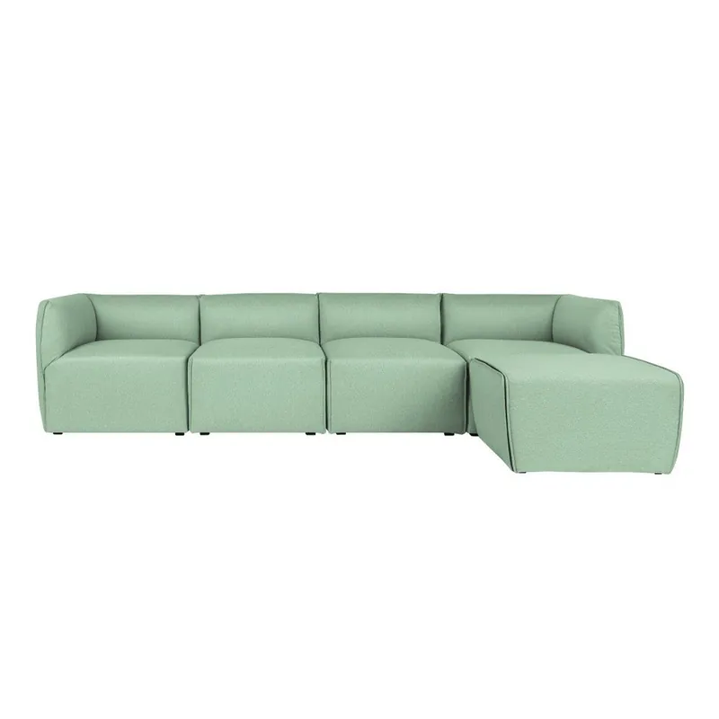 Wysoka jakość Miętowa modułowa sofa 4-osobowa z podnóżkiem Norrsken Ollo Bonami