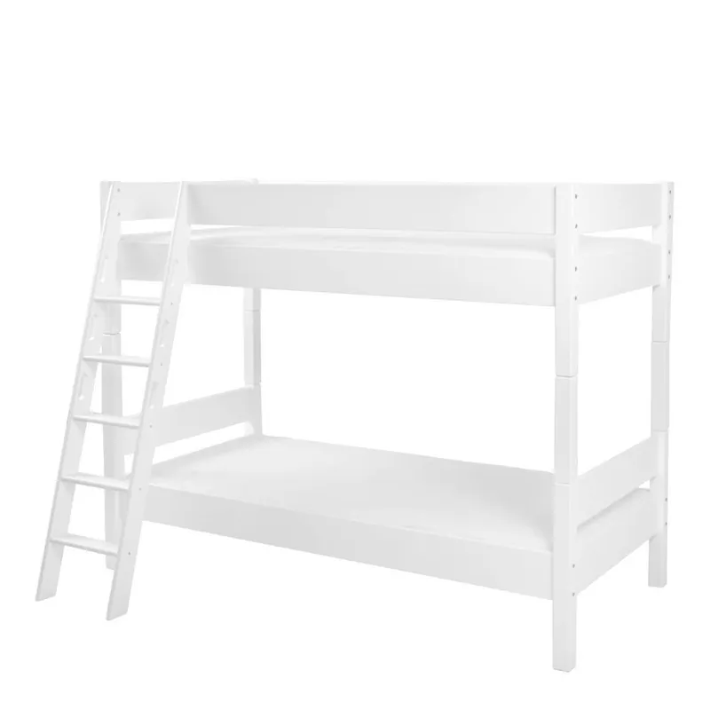 Białe dziecięce łóżko piętrowe z litego drewna bukowego Mobi furniture Erik, 200x90 cm Bonami Zamów dziś
