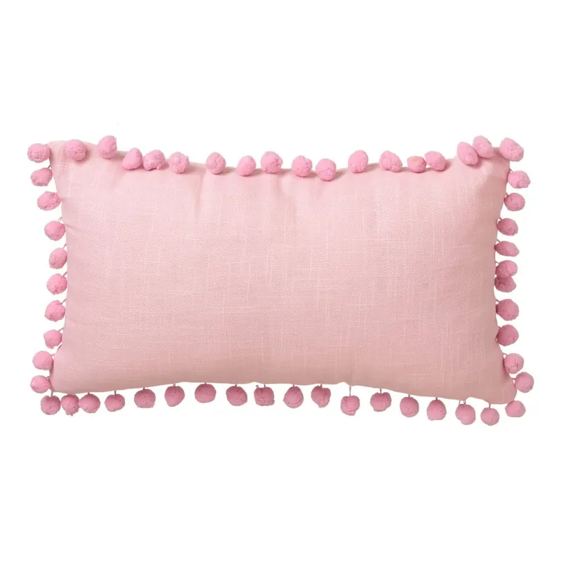 Różowa poduszka Casa Selección Pompon, 50x30 cm Bonami Tylko dziś