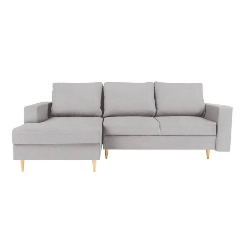 Jasnoszara sofa rozkładana z szezlongiem po lewej stronie Mazzini Sofas Iris Bonami Zamów dziś