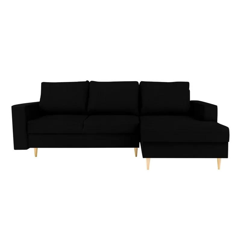 Czarna sofa rozkładana z szezlongiem po prawej stronie Mazzini Sofas Iris Bonami Zamów dziś