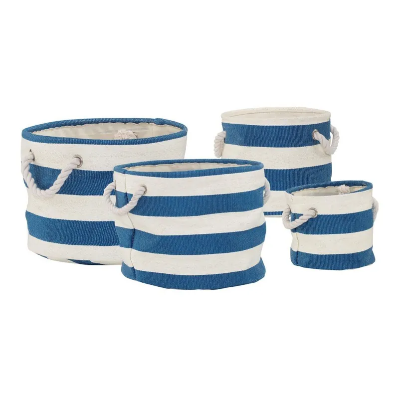 Zestaw 3 niebiesko-białych koszyków na pranie Premier Housewares Nautical Bonami Taniej