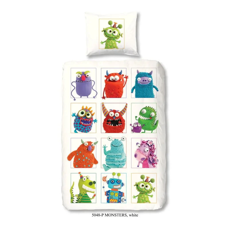 Okazja Biała pościel dziecięca bawełniana Müller Textiel Monsters, 135 x 200 cm Bonami