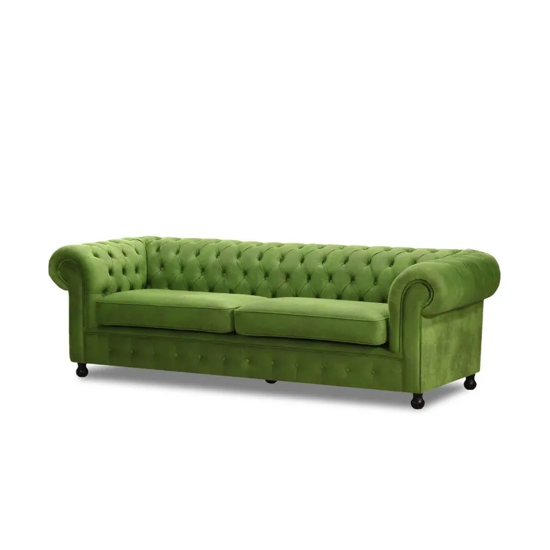 Tylko do końca tygodnia Zielona sofa trzyosobowa Wintech Chesterfield Bonami