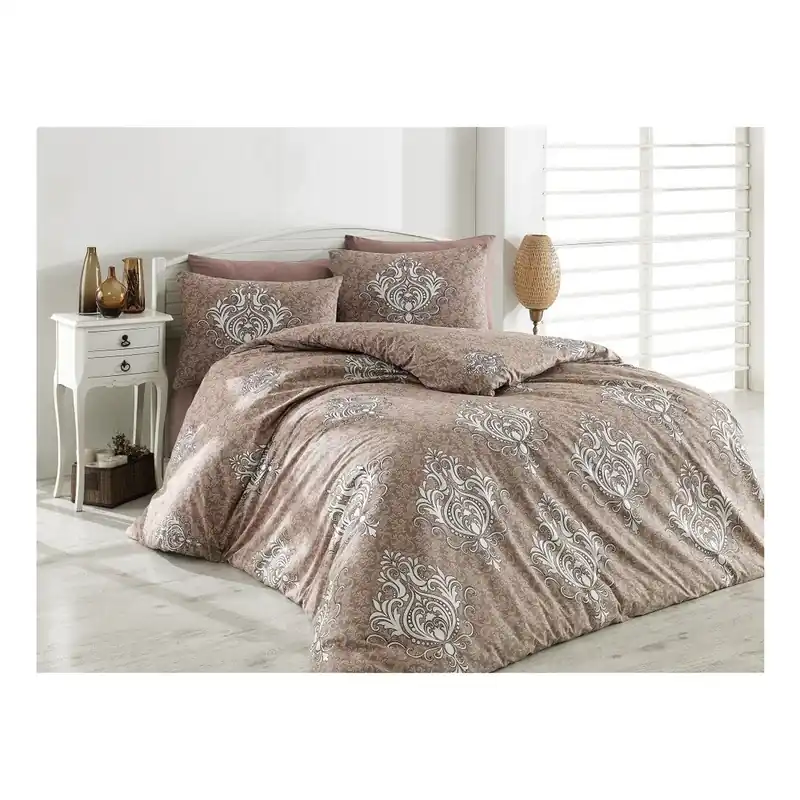 Pościel bawełniana z prześcieradłem i 2 poszewkami na poduszki Rosina, 200x220 cm Bonami Oferta