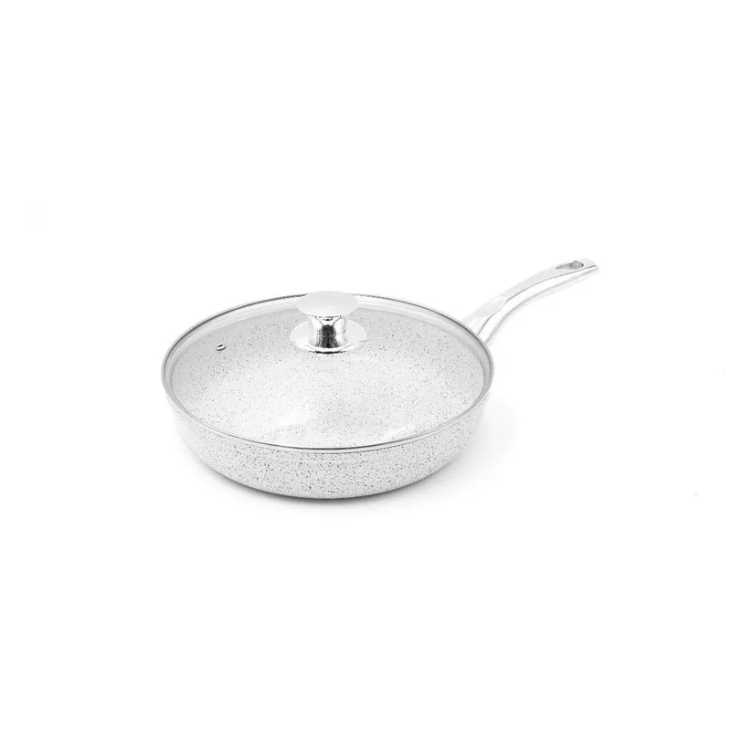Szybka dostawa Patelnia z pokrywką i rękojeścią w srebrnym kolorze Bisetti Stonewhite Vincenzo, ø 28 cm Bonami