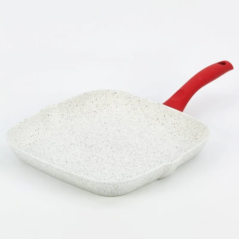 Patelnia do grillowania z czerwoną rączką Bisetti Stonewhite, 28x28 cm Bonami Nowy
