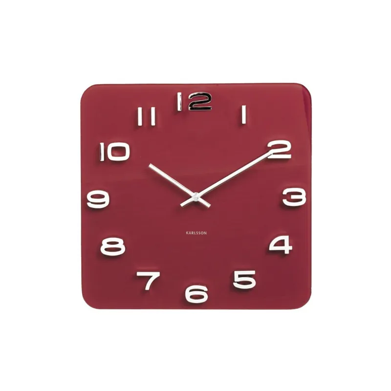 Czerwony zegar Karlsson Time Burgundy, 35x35 cm Bonami Oferta czasowa
