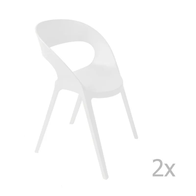 Wyjątkowa oferta Zestaw 2 białych krzeseł ogrodowych Resol carla Bonami