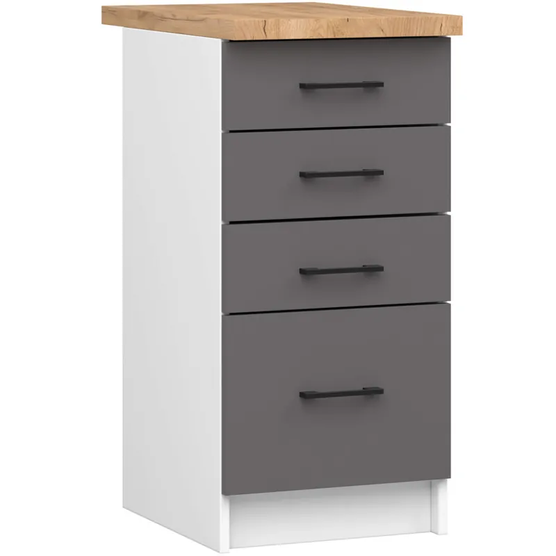 SZAFKA KUCHENNA OLIWIA S 40cm 4S BIAŁA-GRAFIT SZARY Dostępne od ręki