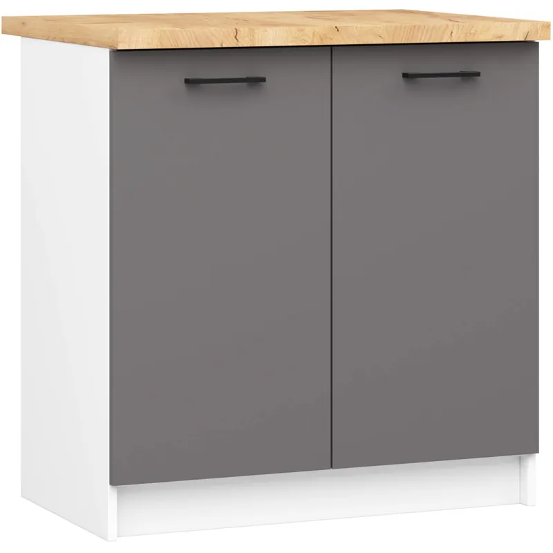 Bestseller SZAFKA KUCHENNA OLIWIA S 80cm 2D BIAŁA-GRAFIT SZARY