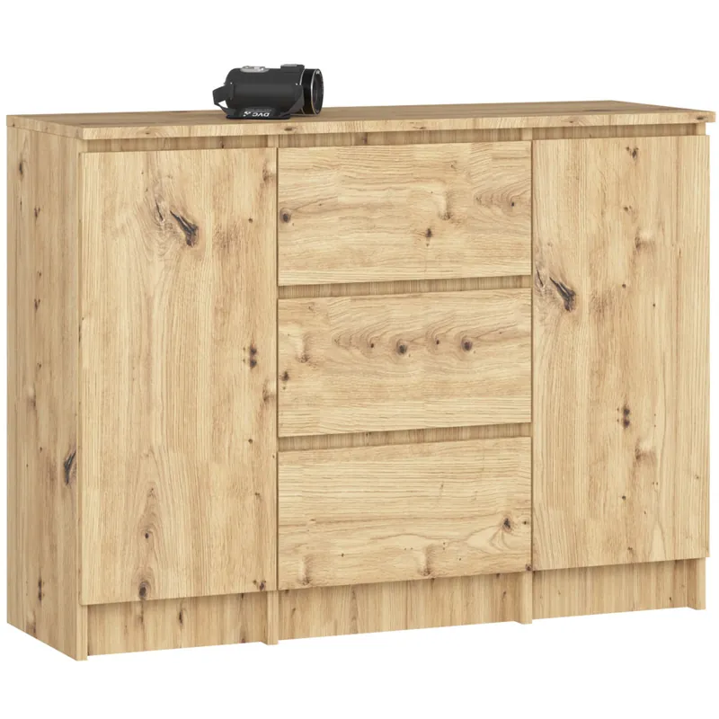 Szybka dostawa KOMODA 101 cm 2 DRZWI 3 SZUFLADY DĄB ARTISAN