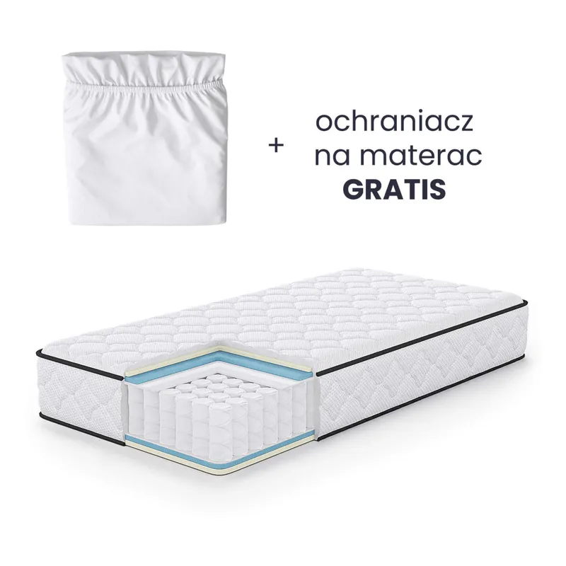 Materac sprężynowy z ochraniaczem 7-strefowy H3 100x200 cm Bezpieczna płatność