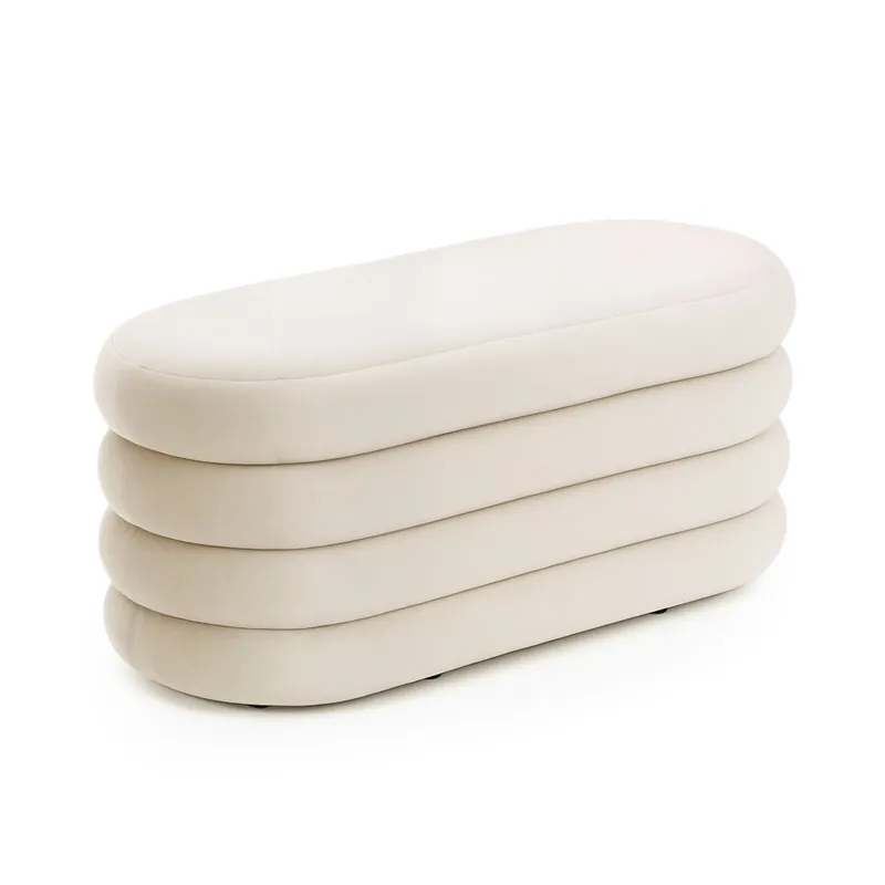 Oferta czasowa Ławka otwierana ze schowkiem welurowa 100 cm PUFFO Kremowa