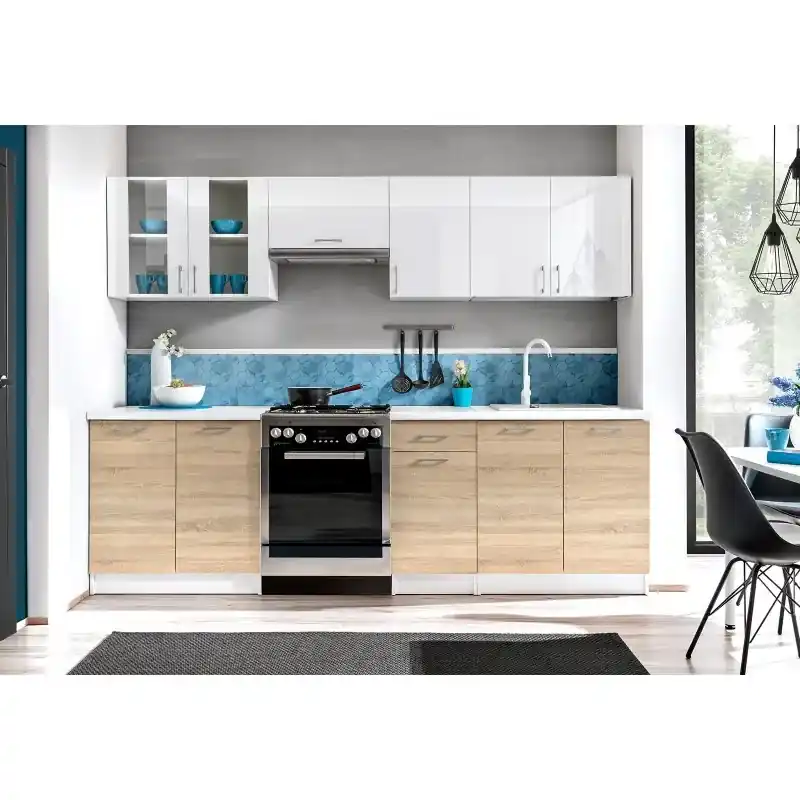 Zestaw kuchenny EcoModel 260 Biały połysk + sonoma jasna Niska cena